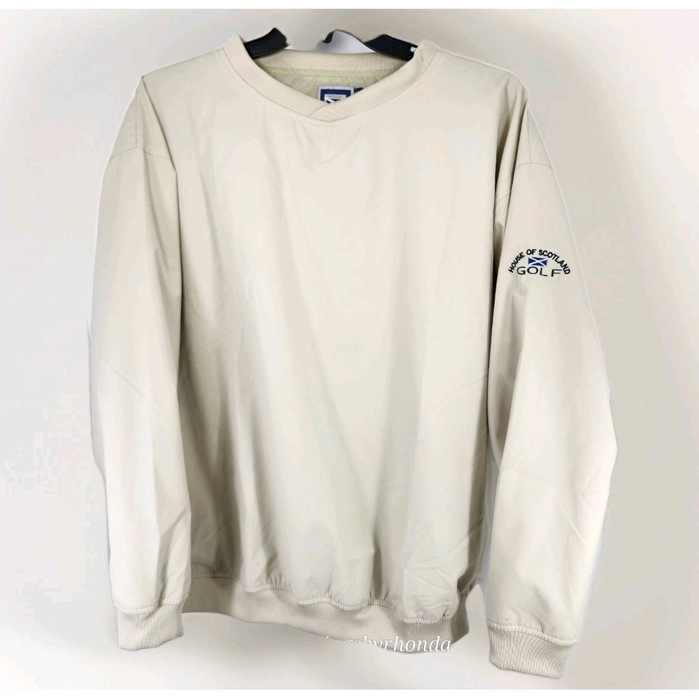 House Of Scotland Golf Pullover‎ XXL Beige Lined Windbreaker / Jumper